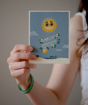 Sun wearing Pineapple sunglasses Hello Card by Afsaneh Tajvidi