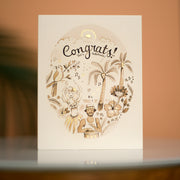 Hand Painted illustrated Congrats Greeting card for best friend
