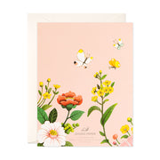 Camellia botanical hand painted gouache thank you greeting card by JooJoo Paper