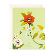 Two sided hand painted gouache floral thank you card in pistachio green by JooJoo Paper