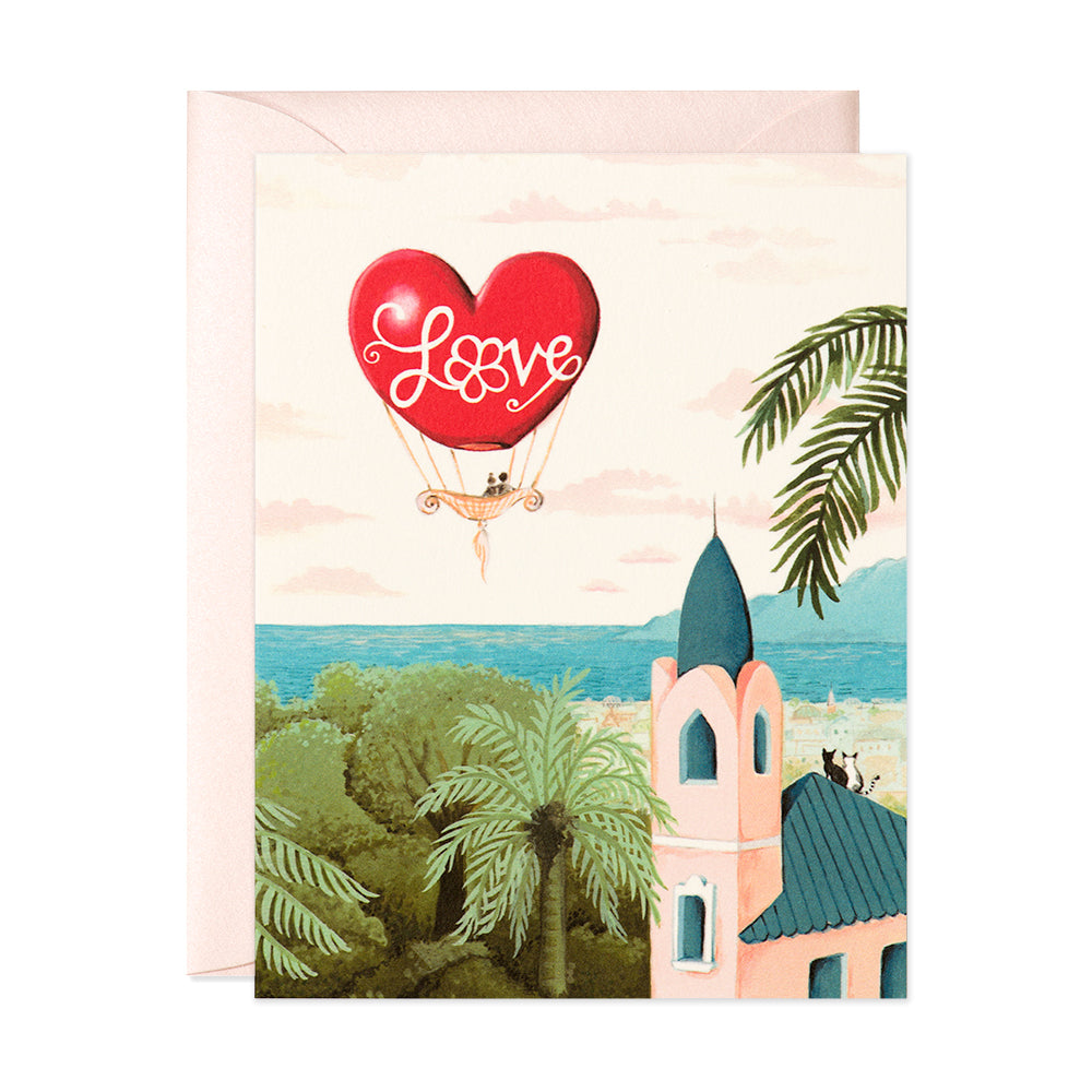 Love Balloon and cats in Spain Valentine and love greeting card by JooJoo Paper
