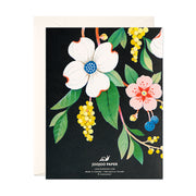 Dogwood Floral double sided hand Painted thank you card in dark navy by JooJoo Paper