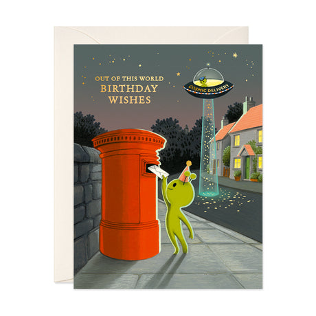 Alien Mail Drop Birthday Greeting Card