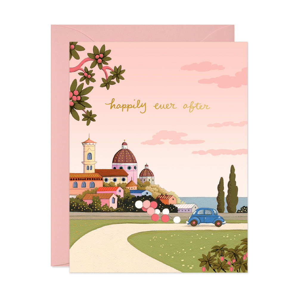 Happily ever after wedding greeting card by JooJoo Paper