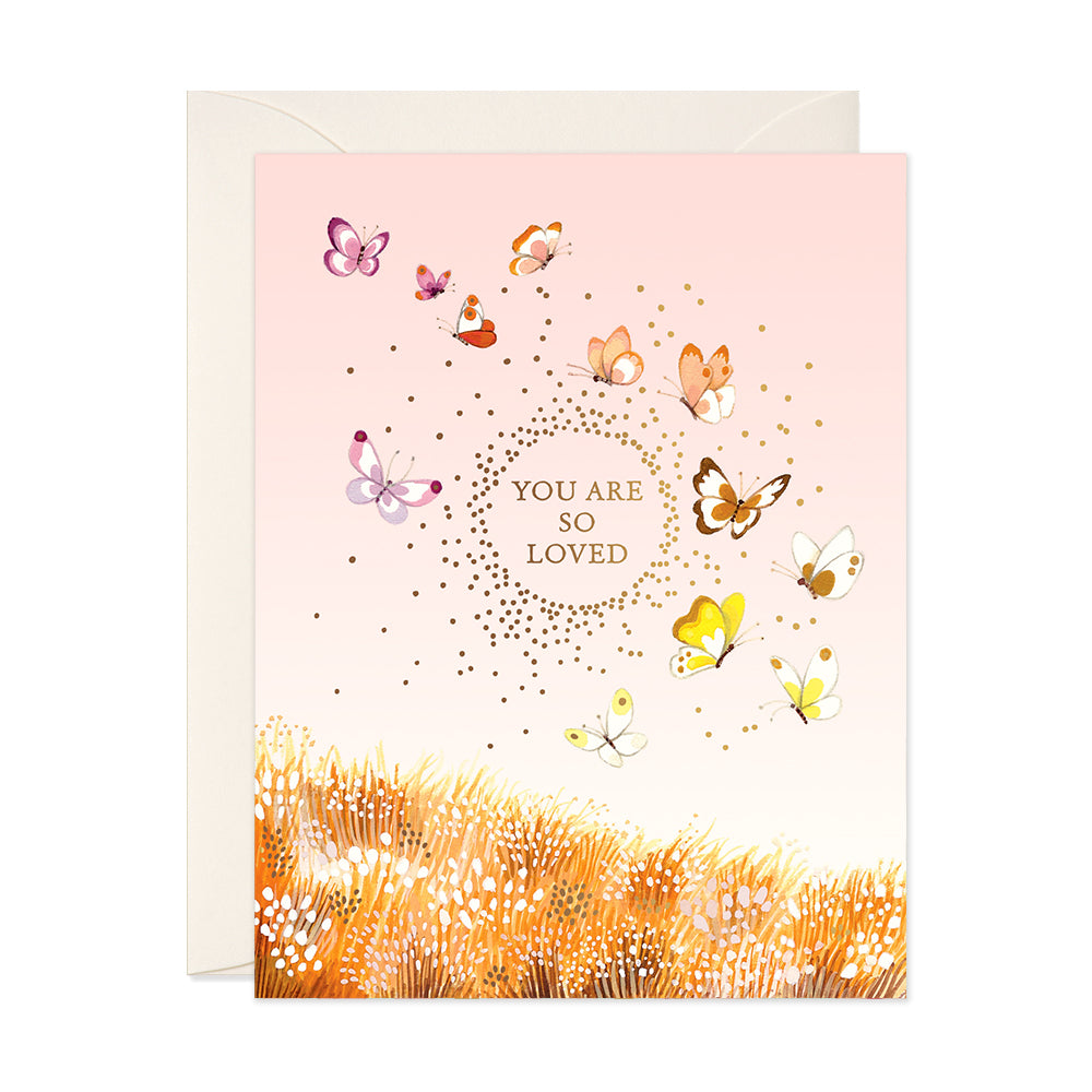 you are so loved support greeting card with butterflies by JooJoo Paper