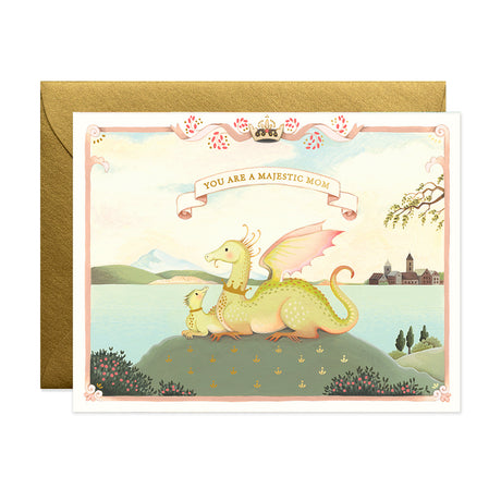 You are a majestic mom Greeting card of medieval dragons hand painted by JooJoo Paper