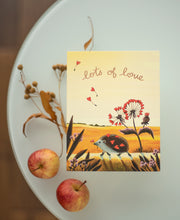 Hedgehog and heart dandelion rose gold foil greeting card 