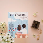 Eiffel Tower couple hand-illustrated Greeting card by Afsaneh Tajvidi