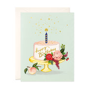 Peach Cake Happy Birthday Greeting Card