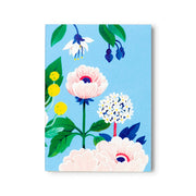Blue Floral Pocket Notepad with pretty botanical pattern with plain papers