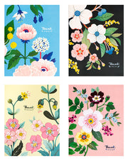 Assorted set of floral thank you greeting cards by JooJoo Paper