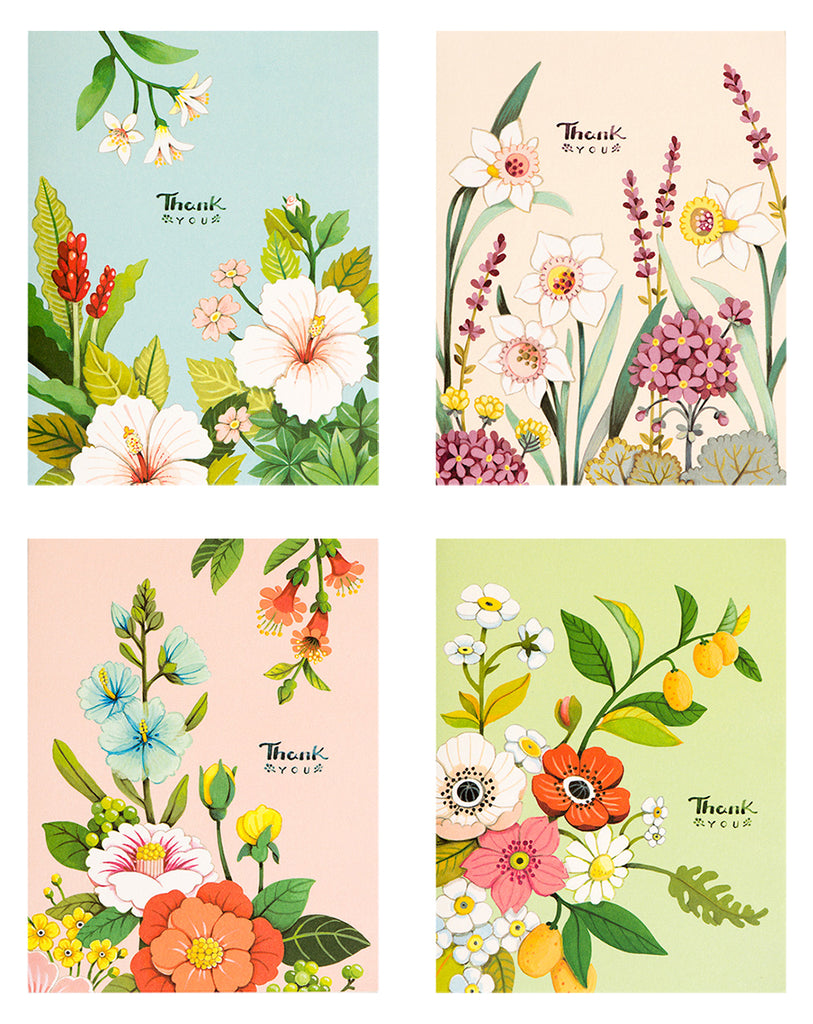 Patel Botanicals thank you assorted greeting card set with floral patterns by JooJoo Paper