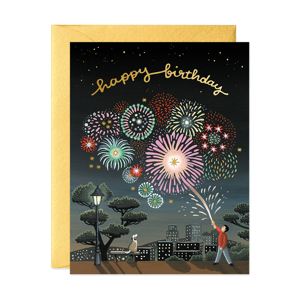 Celebration night sky happy birthday greeting card