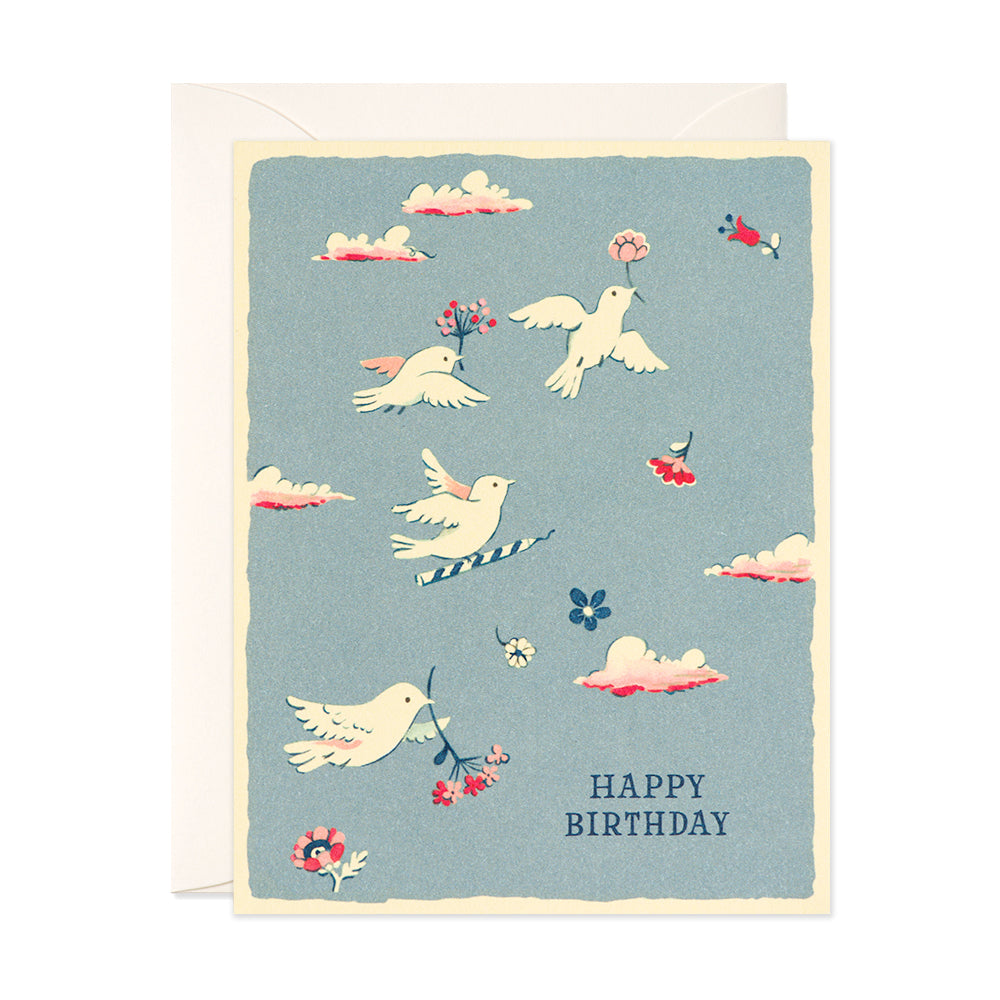 Flying Birds Happy Birthday Greeting Card