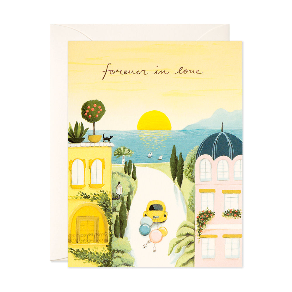 Forever in love wedding Greeting Card hand painted by JooJoo Paper