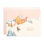 Joyeux noël Hand painted Holiday Gingerbread Greeting Card by JooJoo Paper