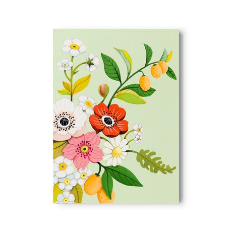 Green Floral Notepad with tear-off sheets Hand Painted botanicals by JooJoo Paper