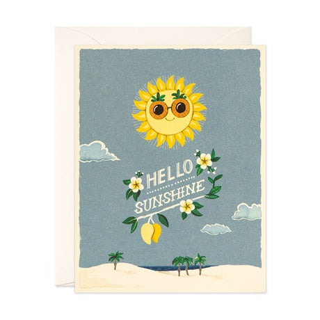 Hello Sunshine Hand painted Greeting Card by JooJoo Paper