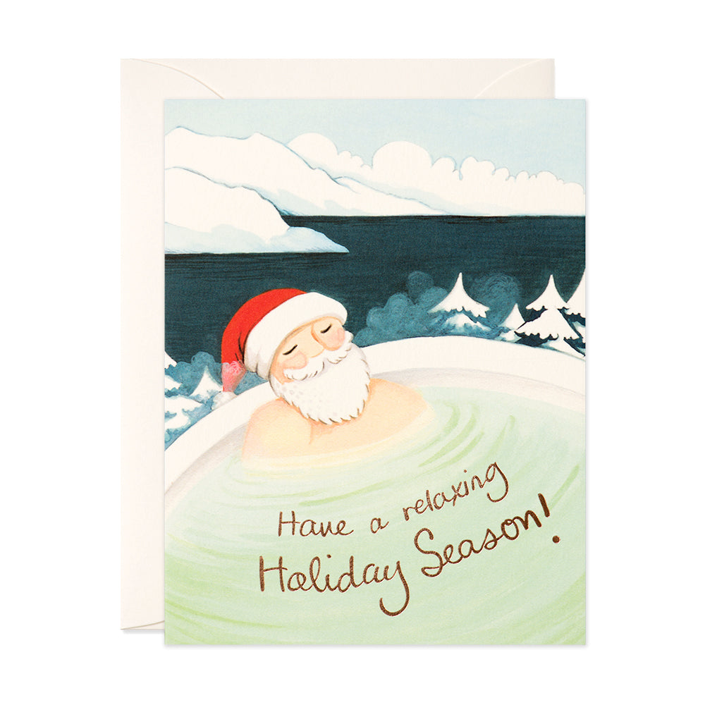 Have a relaxing Holiday Season Santa in tub funny Christmas Greeting Card by JooJoo Paper