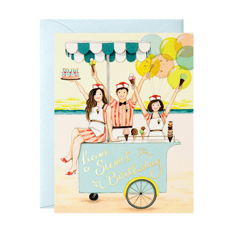 Ice Cream Cart Birthday Greeting Card