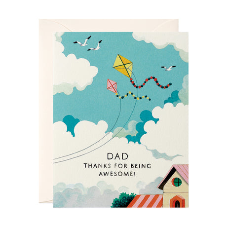 Two Kites in the sky Father's day Hand Painted Greeting Card by JooJoo Paper