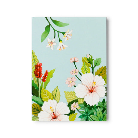Light Blue Floral Notepad with Hibiscus flowers by JooJoo Paper