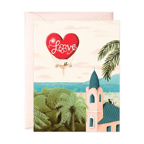 Love Balloon and cats in Spain Valentine and love greeting card by JooJoo Paper