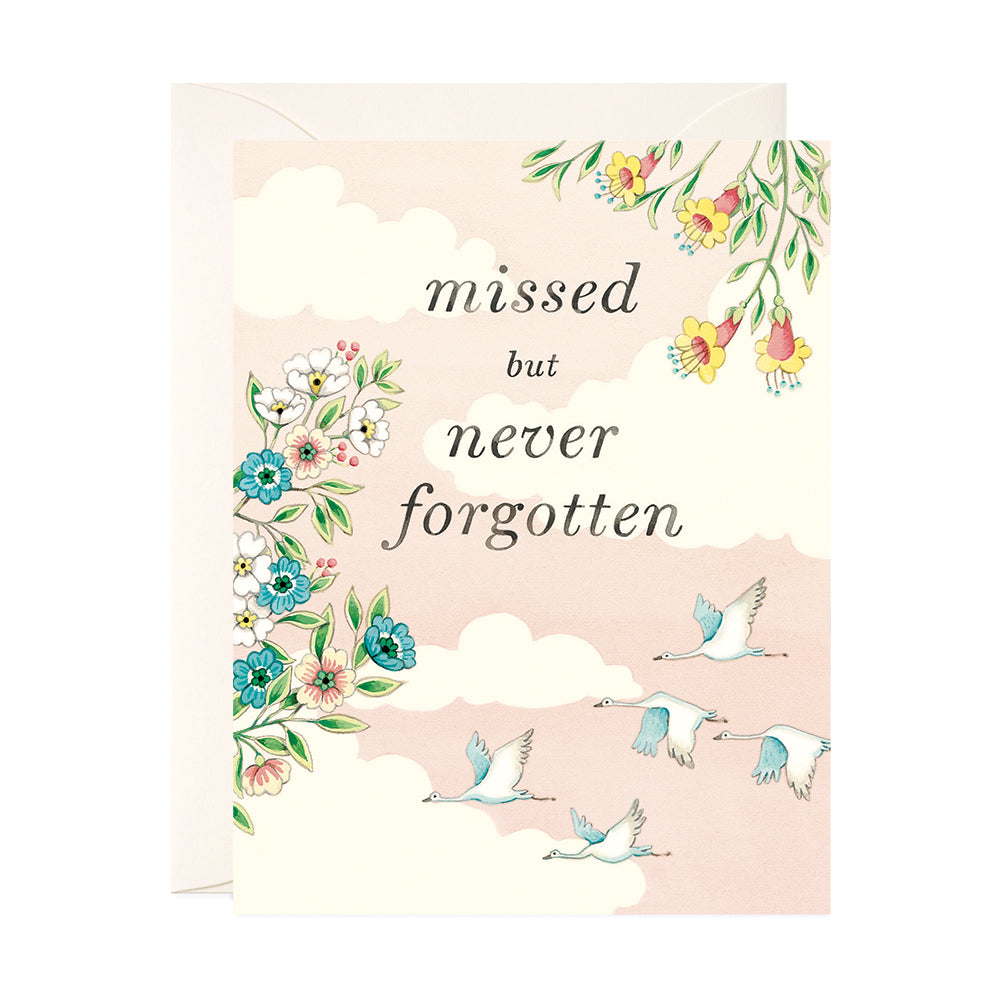 Missed but never forgotten Greeting Card with migrant birds by JooJoo Paper