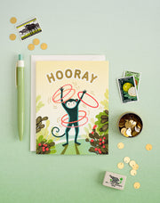 Cute Monkey Hooray greeting card for best friend