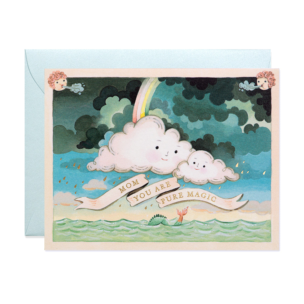 Mom You Are Pure Magic Greeting Card of two clouds by Afsaneh Tajvidi of JooJoo Paper