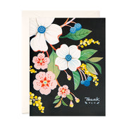 Cornus Dogwood and Cherry Blossoms Thank you Greeting Card by JooJoo Paper