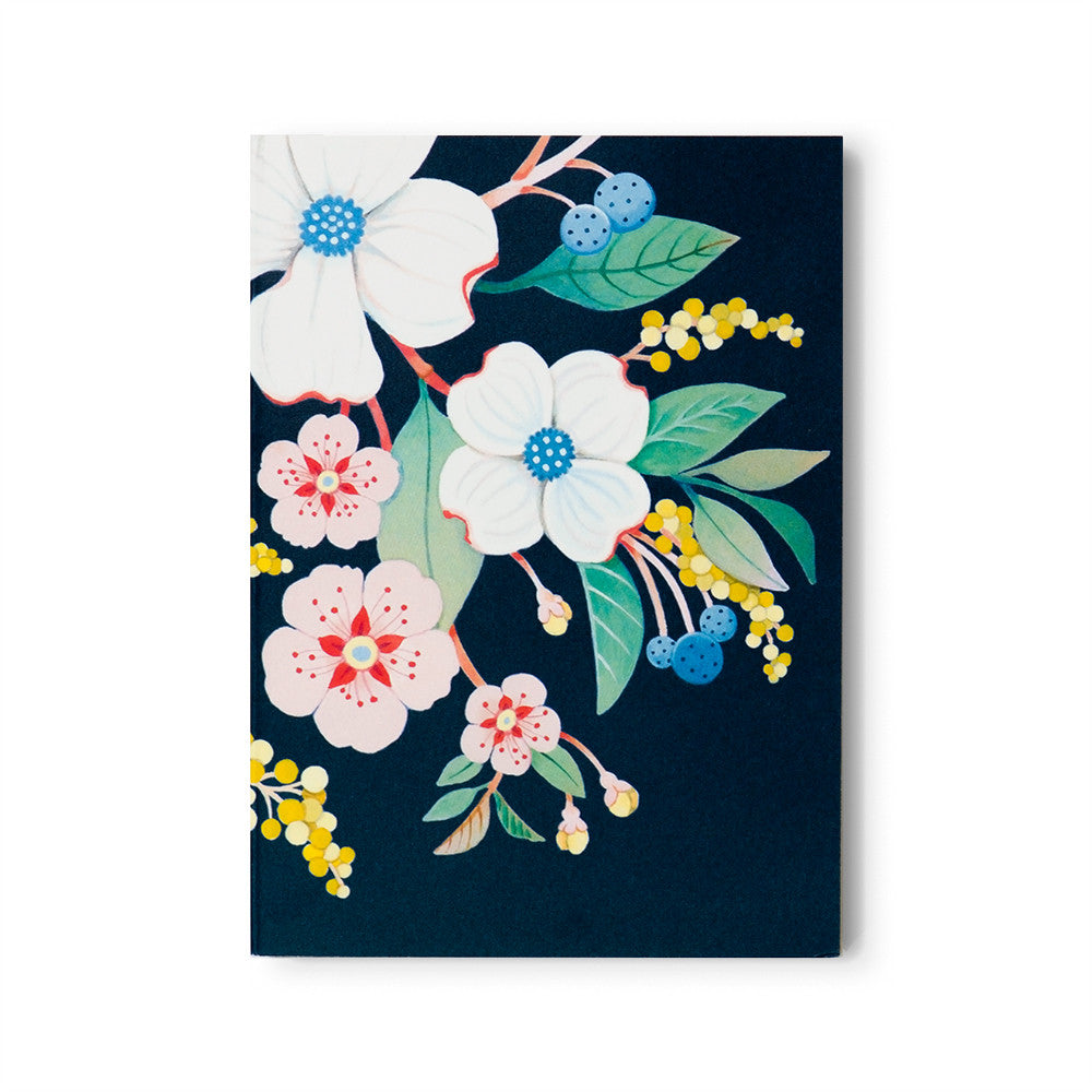 Navy Floral Notepad hand-painted by joojoo Paper