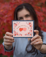 Neon greeting Card hand-painted hearts on Handkerchief by Joojoo Paper