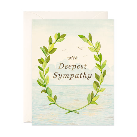 With Deepest Sympathy Laurel Leaves and Ocean Greeting Card for Men