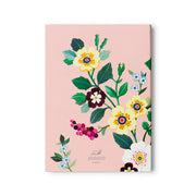 Pink Floral Notepad with forget me not florals and roses hand painted by JooJoo Paper